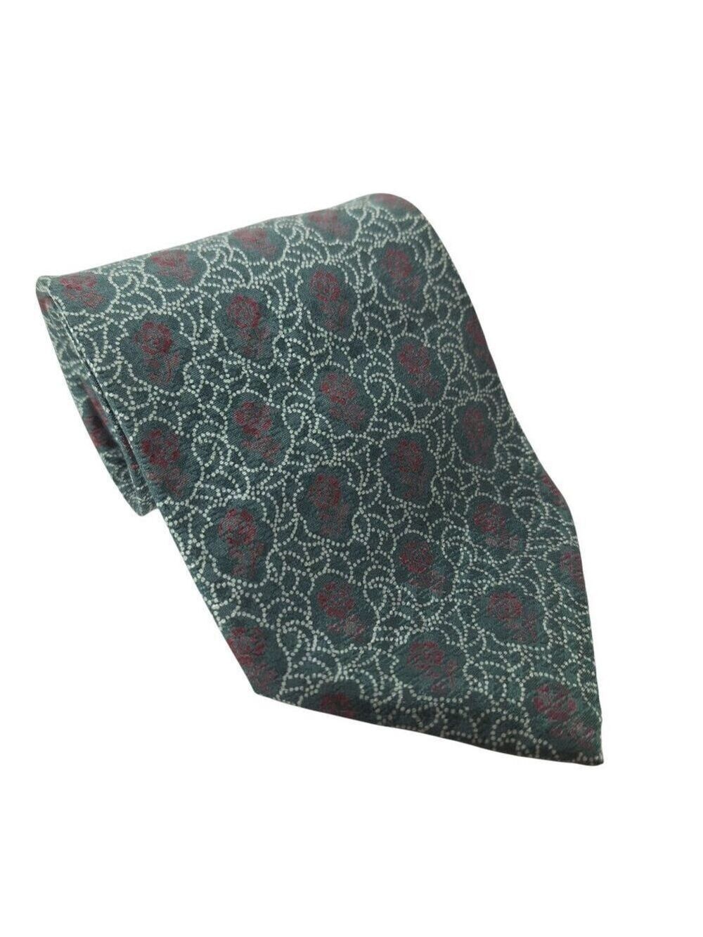 Valentino Cravatte Silk Tie Green Red Floral Italy